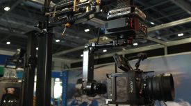 Newsshooter at BVE 2016 Flowcine black arm for vehicle mounting brushless gimbals