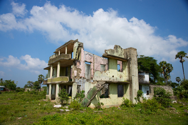A destroyed building in Jaffna