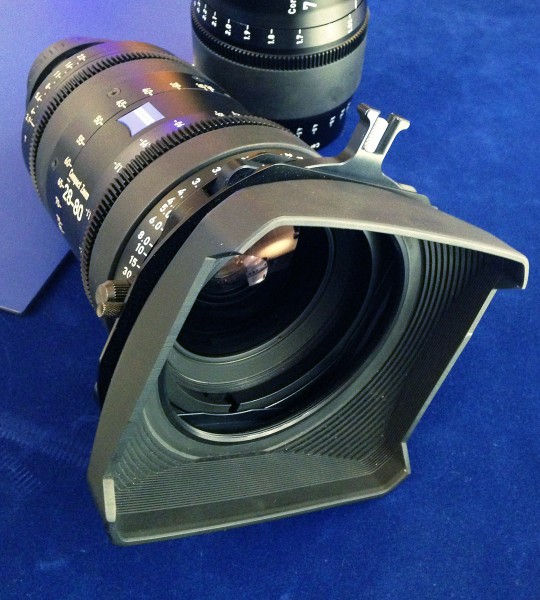 Prototype Alphatron/Zunow shade show on a Zeiss Cine Zoom lens at Broadcast Asia