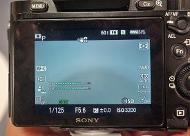 Sony A7 audio meter screen