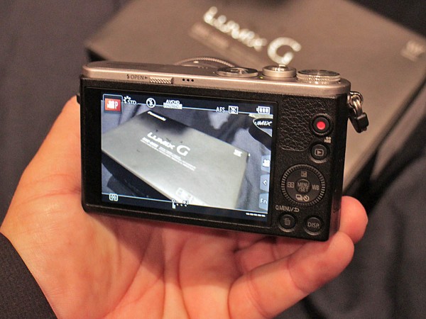 The 3" touch screen on the back of the Panasonic Lumix DMC-GM1.