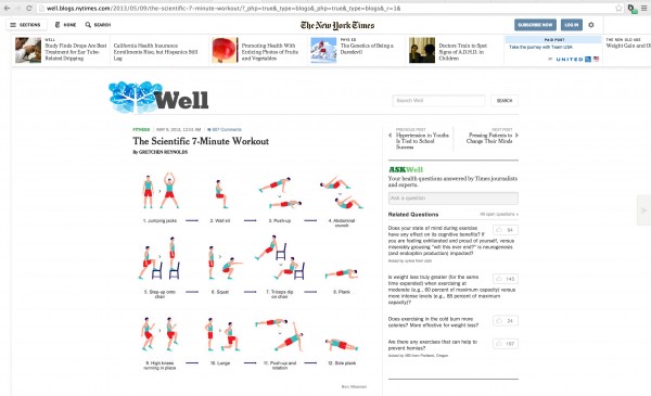 The seven minute workout featured on the New York Times