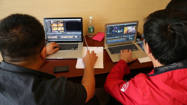 One of the groups editing with the same ‘proxy’ footage on two different laptops