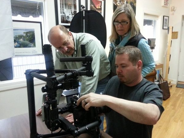 Mike Sutton setting up new Freefly MoVI M5 for Mike Magee and Louise Michaud