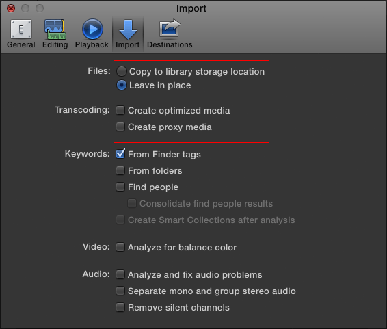 fcp x import