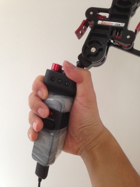 RM-VPR1 remote simply taped to the handgrip of a Zacuto Marauder rig