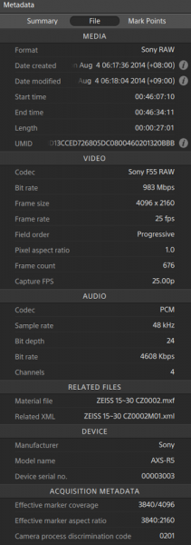 Camera metadata is easily viewed