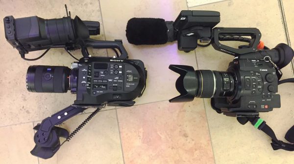 My FS7 and Newsshooter contributor Nathan Mauger's Canon C300 ready to go out for filming in Hong Kong.