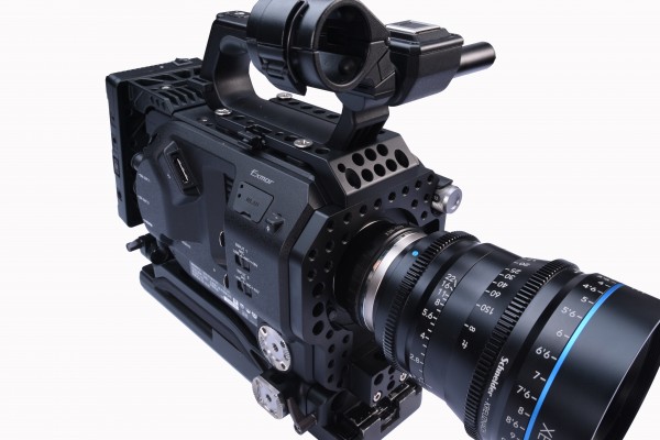 The Tilta FS7 rig wraps around the original handgrip 