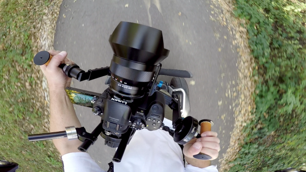 A Panasonic GH4 flying on the Letus Helix stabilizer
