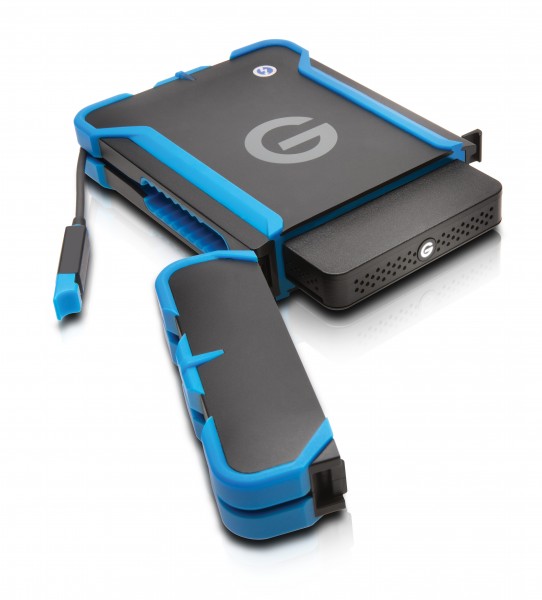 The G-DRIVE ev ATC comprises the drive and an ultra tough go anywhere case with built-in interface cable
