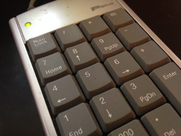 The numeric keypad controls RGB colour balance