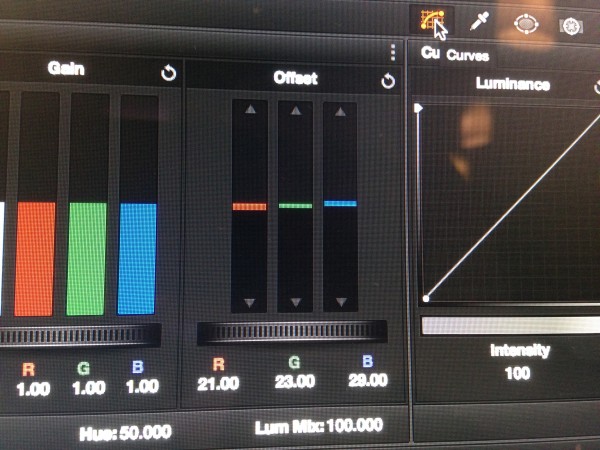 Changing the red, green and blue offset can make a big difference to your initial primary grade.