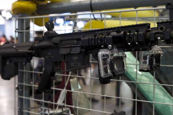 Duel Go Pro mounts on a machine gun