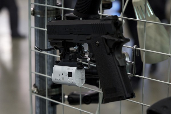 A Sony Action camera mounted on a hand gun