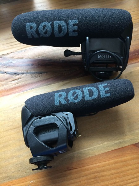 The new RodeMic Pro above and the current version below. 