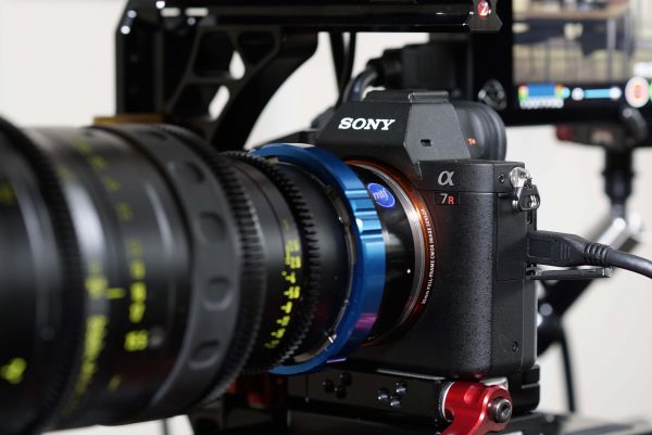 Zeiss LWZ Cine lens attached to the a7R II via a MTF services PL to E-mount adapter