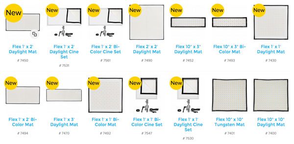 The expanded product range of Westcott Flex LED lights