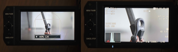On the left you can see the full Super 35mm field of view and on the right the 2.3x crop field of view