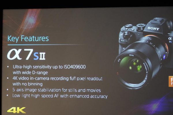 A7s II camera specs from Sony's press conference at IBC 2015