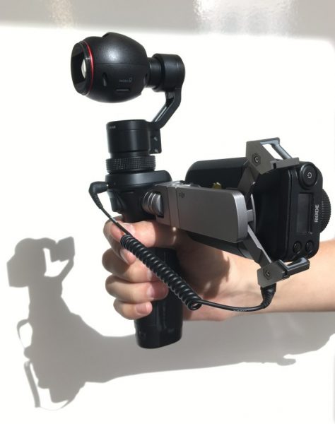 Osmo in video journalism mode with Rodelink wireless mic fitted