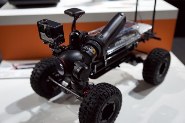 A DJI Osmo mounted onto a off road remote controlled car