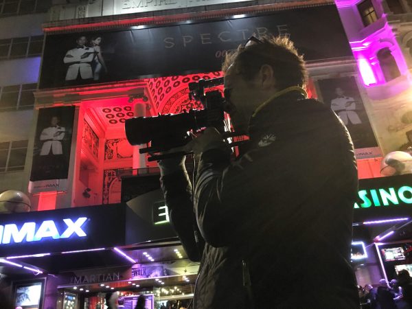 Simon in London's Leicester Square keeping a low profile