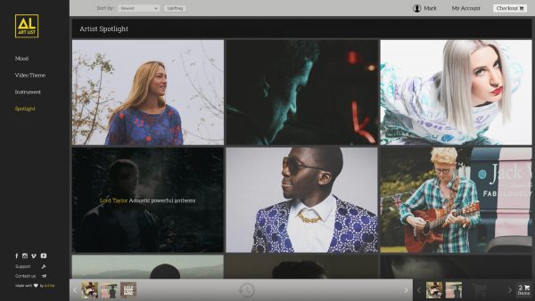 The Art-list.io Spotlight page is designed to be a user friendly experience
