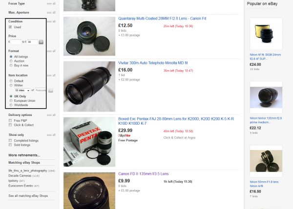 When searching for inexpensive lenses eBay one of the obvious places to try