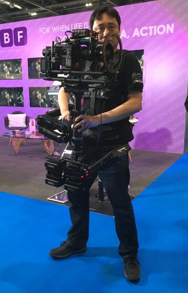 Trying out the Helix 1-Axis PRO for size.