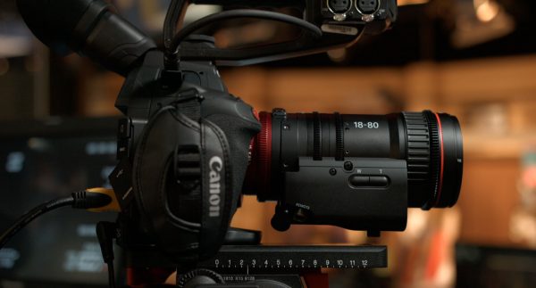 Mounted to a C100 Mk II it's possible to appreciate just how compact the lens is.