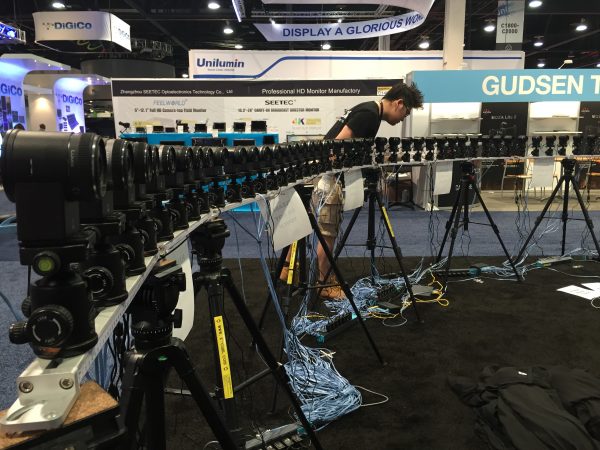 48 Z-Cam C1s set up in a bullet time rig on the NAB show floor.