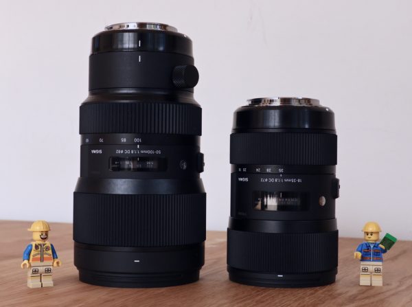 The 50-100mm f1.8 (left) next to the 18-35mm f1.8