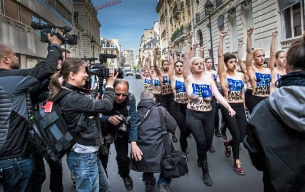 The 5D Mk II in action - an oldie but a goodie. Here used to film a Femen protest in Paris in 2014.