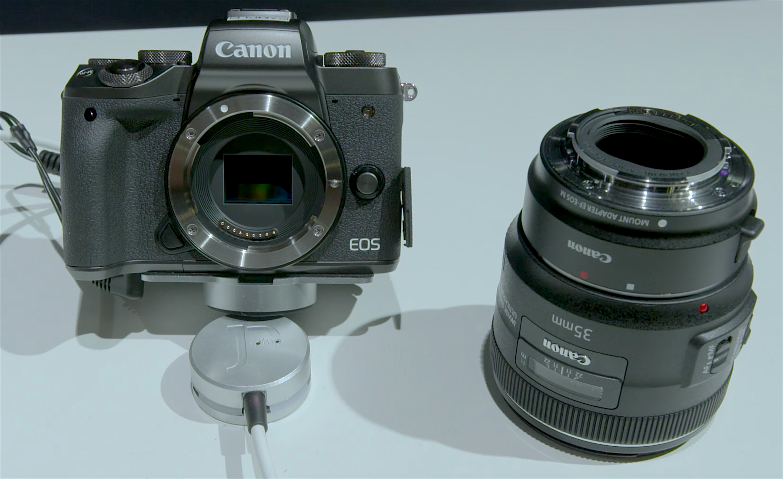 Canon EOS M5 with 35mm and EOS M to EF Adapter Newsshooter
