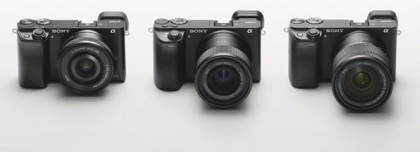 The a6000 (left), a6500 (centre) and a6300 all share the same styling