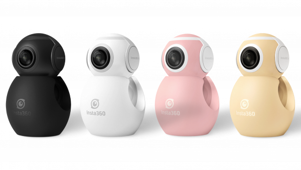 The Insta360 Air comes in black, white, pink and yellow. It also comes with a small protective case, seen below the cameras here.