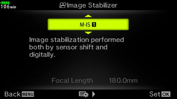 You can select to use in-camera digital stabilisation but it will affect image quality