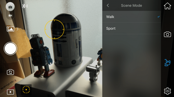 Scene mode adjustments are limited to Walk and Sport