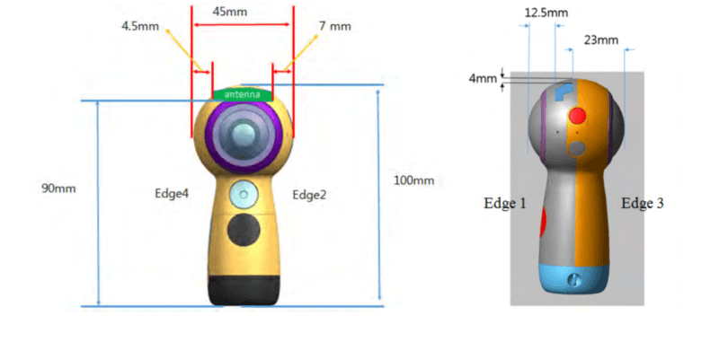 A diagram of the new Samsung Gear 360, as submitted to the FCC