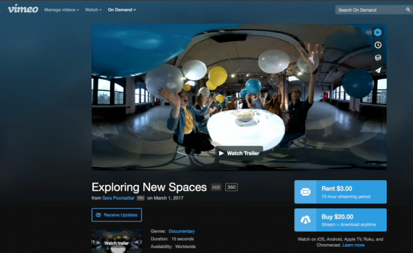 In addition to supporting 360 video, Vimeo's latest update includes support for its Video On Demand marketplace.