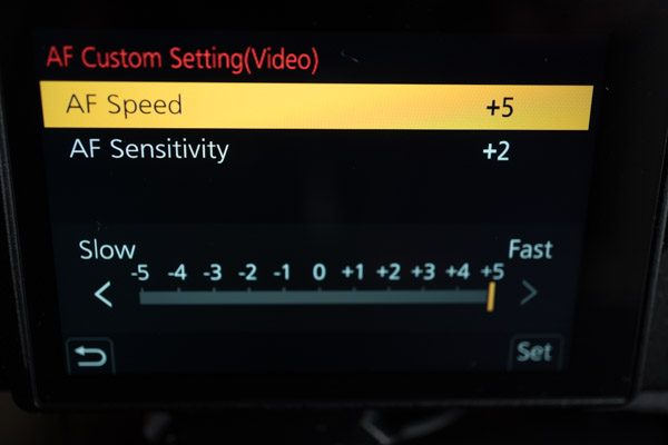 GH5 Continuos AF Speed menu