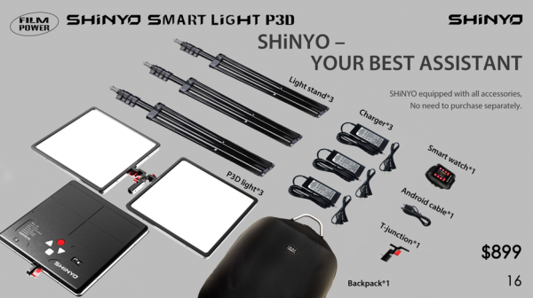 Filmpower SHiNYO P3D LED light with Smart Watch control