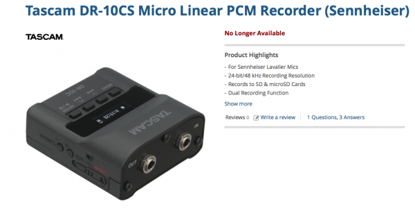 Grabador PCM/SD Tascam DR-10CS 