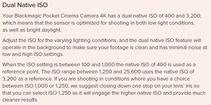 Blackmagic Dual Native ISO Explained