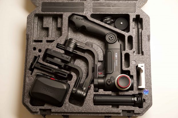 The Zhiyun Crane 3 Lab case comes with custom cutouts for the gimbal and accessories