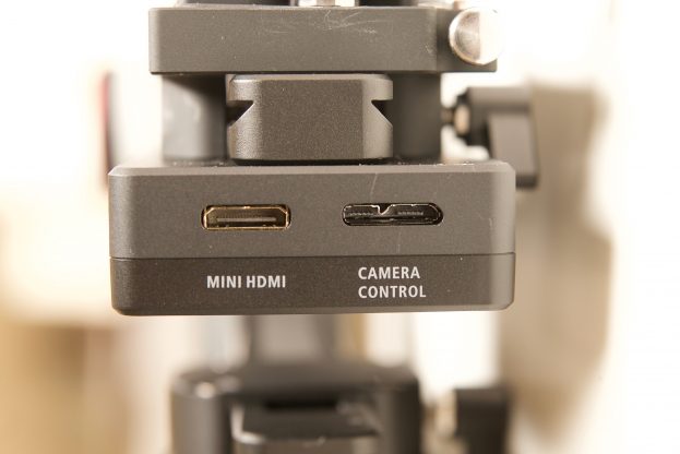 The mini HDMI & USB camera control port on the Zhiyun Crane 3 Lab