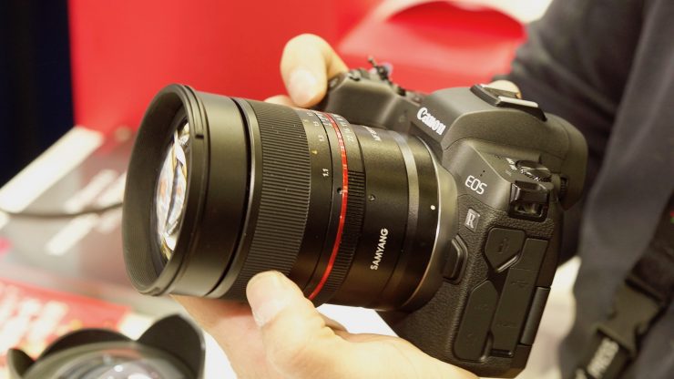 Samyang 85mm F1.4 & 14mm F2.8 Canon RF Mount lens shown at CP+