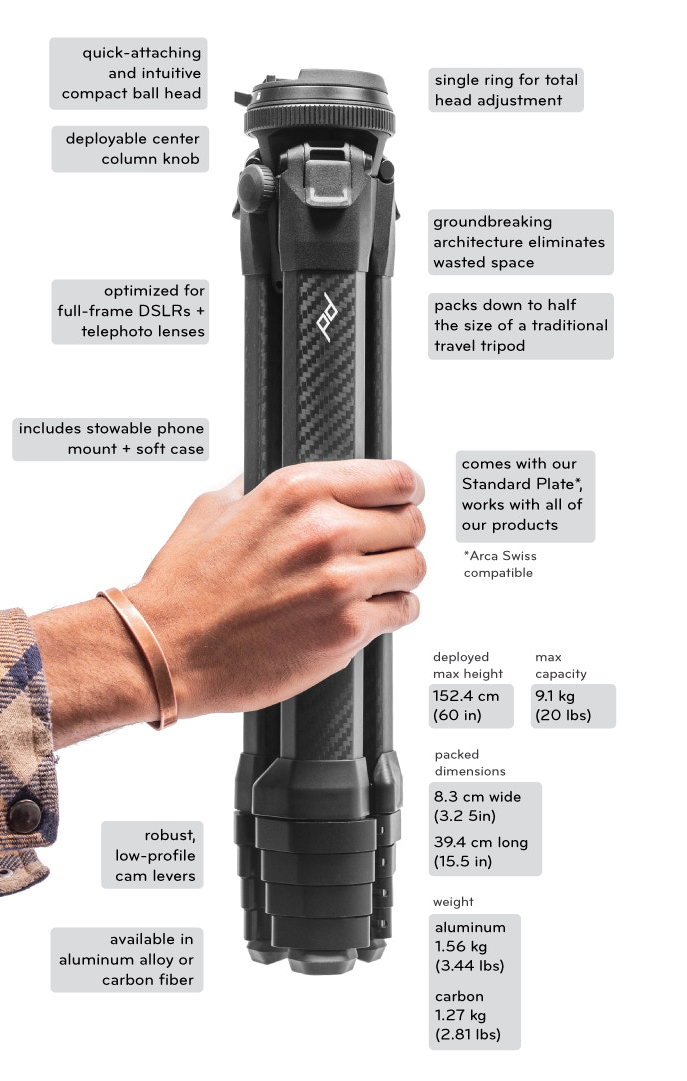 peak design travel tripod aluminium vs carbon