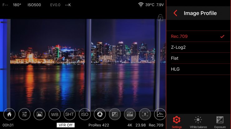 Z Cam App Full Settings Image Profile